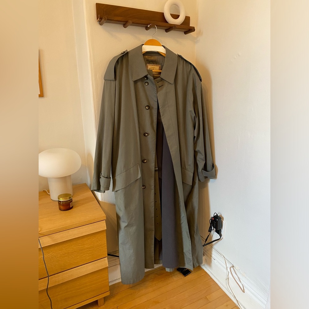 Thomas Burberry Olive Green Trench Coat